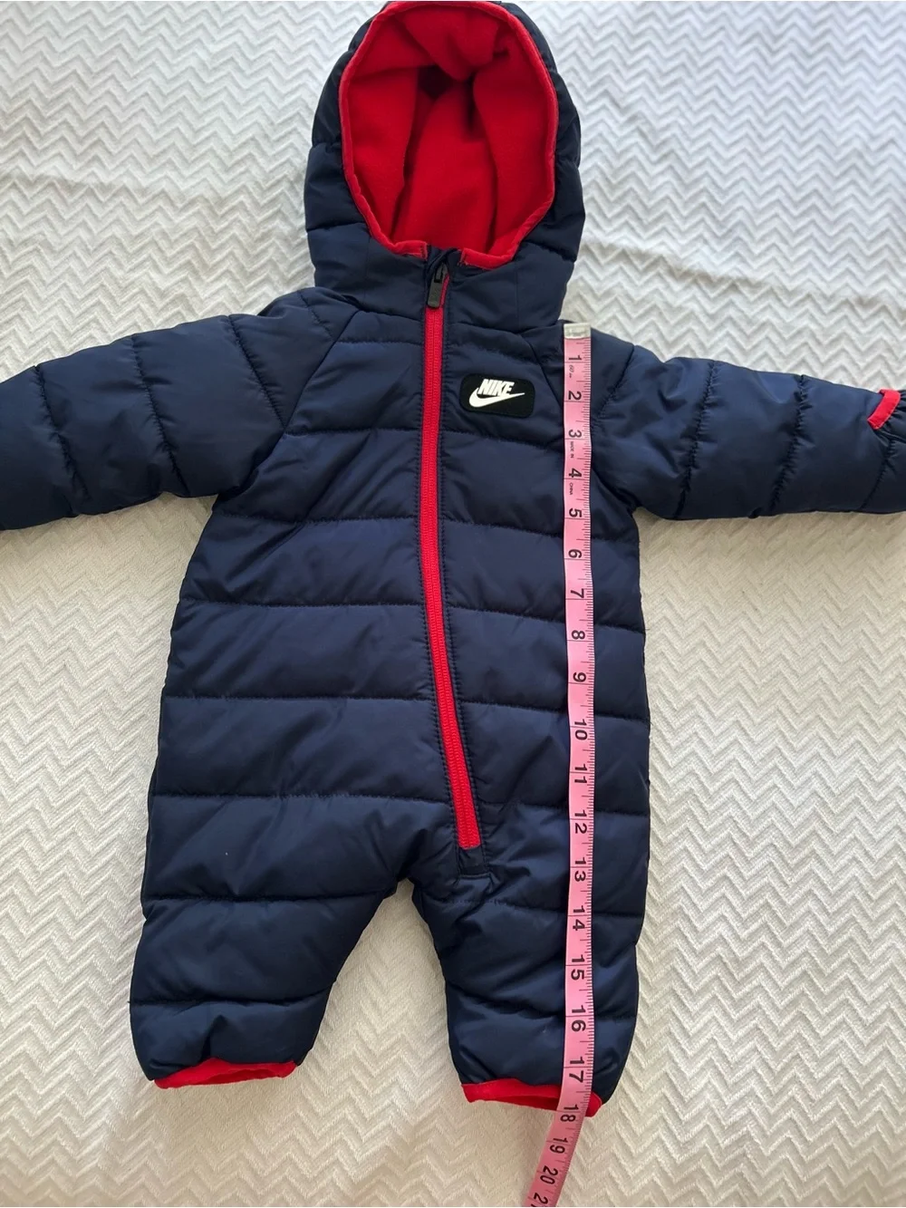 Nike NWOT Navy Puffer Snowsuit zip-up hooded size Newborn